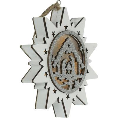 Retlux RXL 463 vianočná dekorácia (hviezda Betlehem), drevená, 14 cm, teplá biela